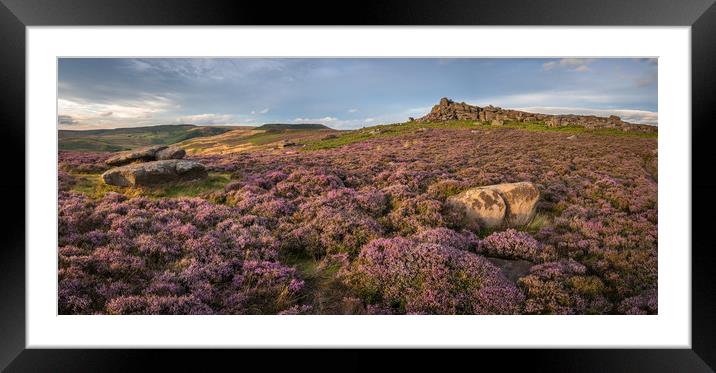 Over Owler Tor Panoramic  Framed Mounted Print by James Grant