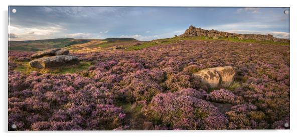 Over Owler Tor Panoramic  Acrylic by James Grant