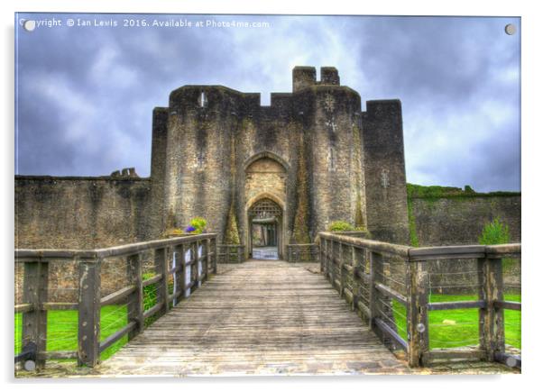 Caerphilly Castle Gatehouse Acrylic by Ian Lewis