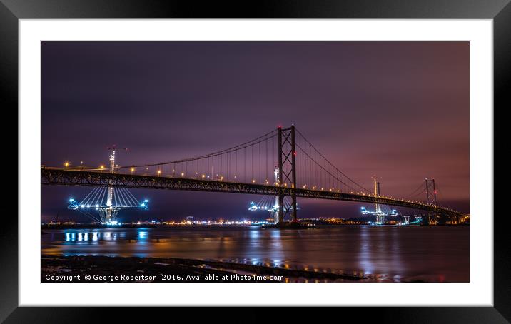 The Forth Road Bridges, Scotland Framed Mounted Print by George Robertson