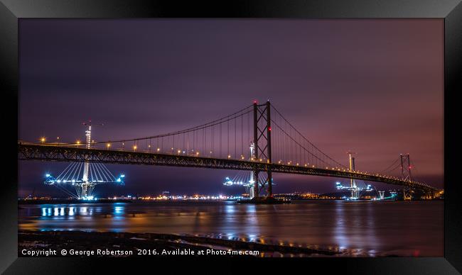 The Forth Road Bridges, Scotland Framed Print by George Robertson