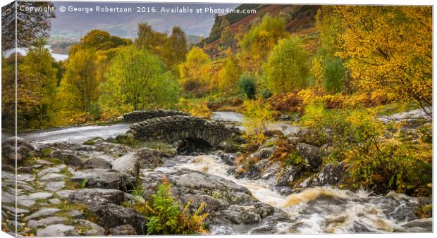 Autumn at Ashness Bridge in Lake District, England Canvas Print by George Robertson