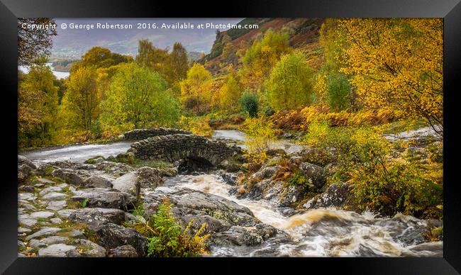 Autumn at Ashness Bridge in Lake District, England Framed Print by George Robertson