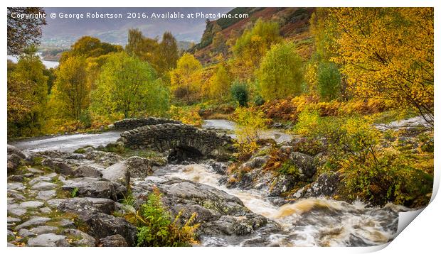 Autumn at Ashness Bridge in Lake District, England Print by George Robertson