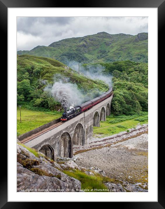 The Jacobite crossing the Loch nan Uamh Viaduct Framed Mounted Print by George Robertson