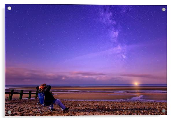 Stargazong On The Beach Acrylic by Scott Nicol