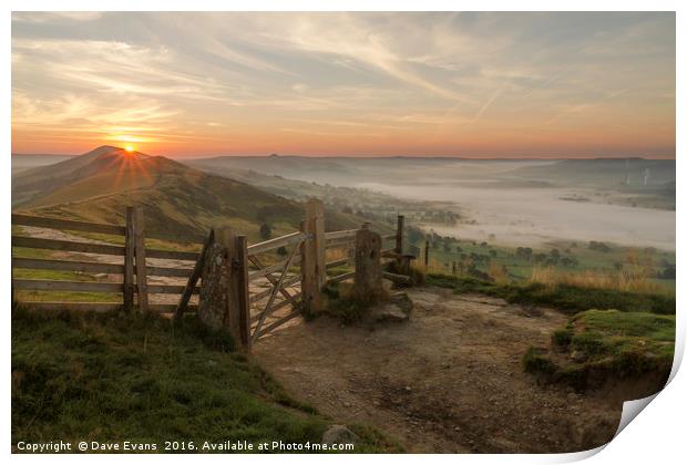 Hope Valley sunrise Print by Dave Evans