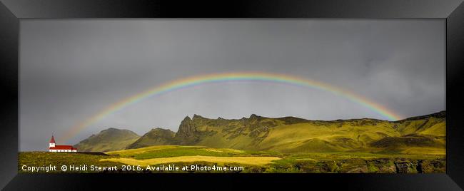Rainbow Over Vik Church, Iceland Framed Print by Heidi Stewart
