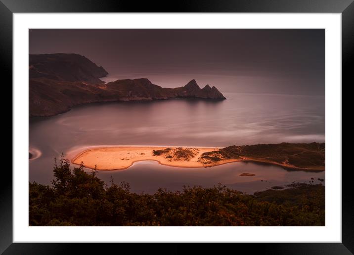 Moody Three Cliffs Bay Framed Mounted Print by Leighton Collins