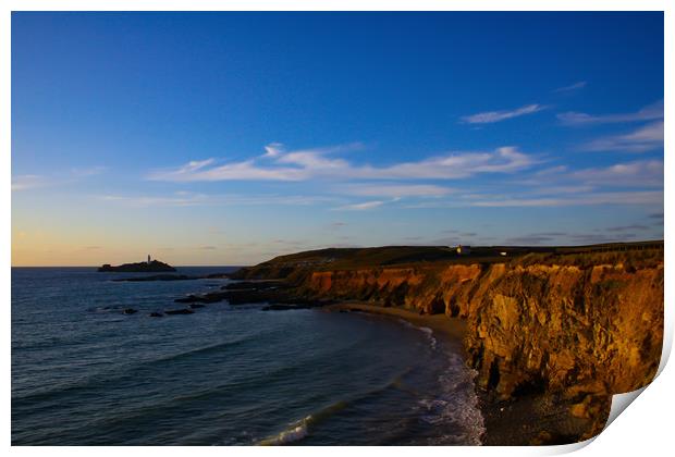 Gwithian beach Godrevy Cornwall Print by Oxon Images