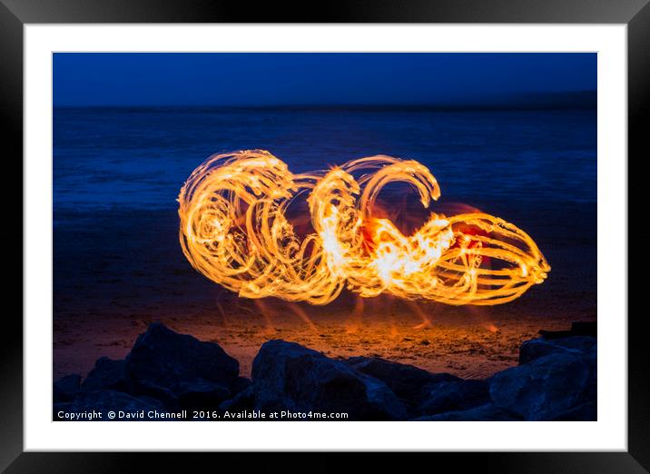 Fire Spinning  Framed Mounted Print by David Chennell