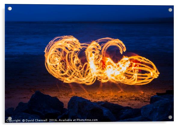 Fire Spinning  Acrylic by David Chennell