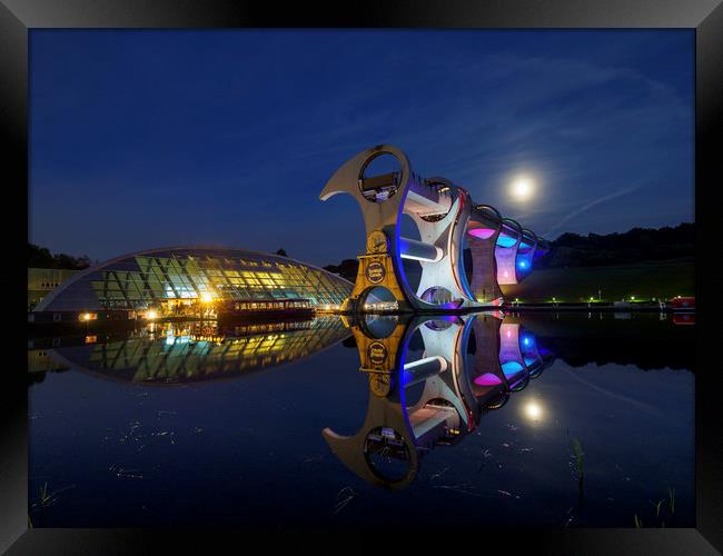 The Falkirk Wheel at night.  Framed Print by Tommy Dickson