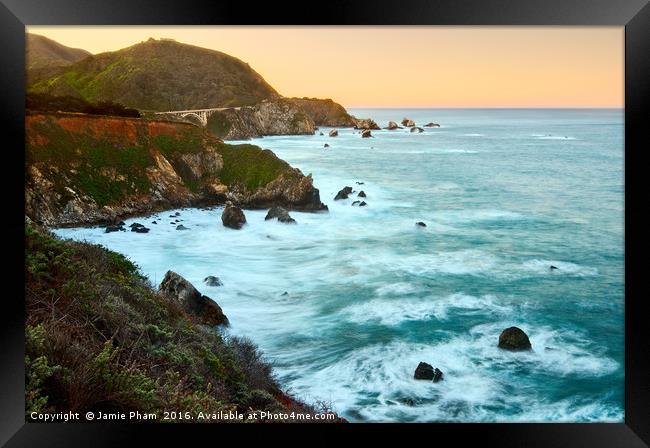 Beautiful coastal view of Big Sur in California. Framed Print by Jamie Pham