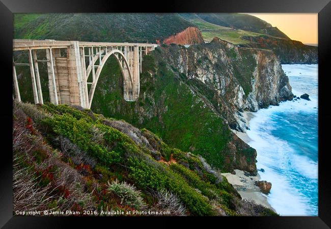 Beautiful coastal view of Big Sur in California. Framed Print by Jamie Pham