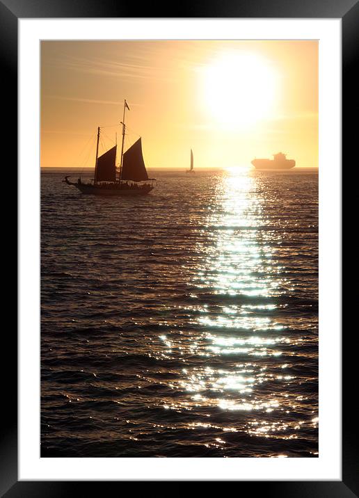 Sunset Sailing Framed Mounted Print by Andre Buys