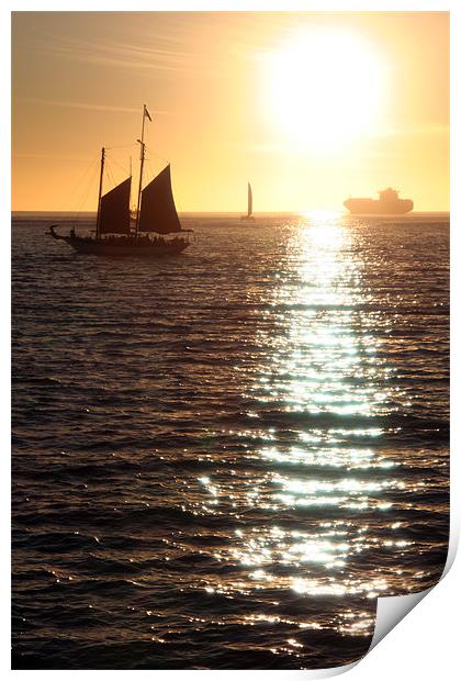 Sunset Sailing Print by Andre Buys