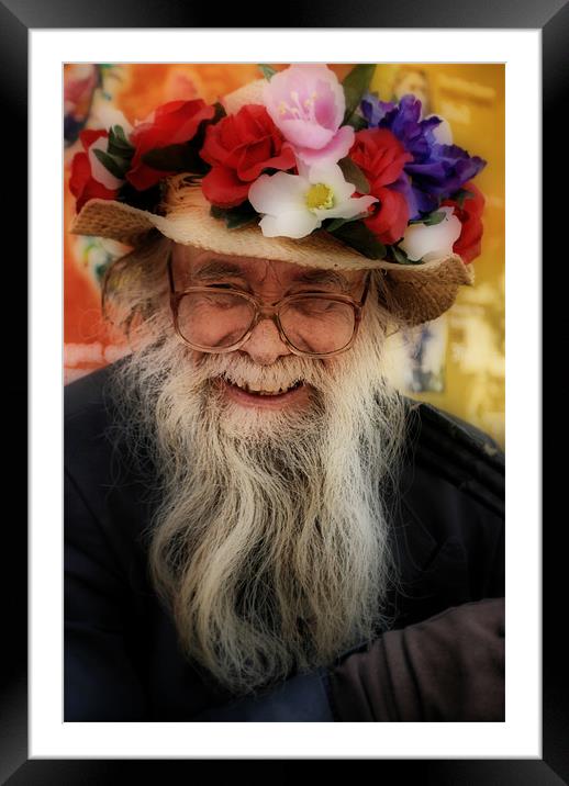 Flower Hat Man Framed Mounted Print by Karen Martin