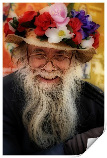 Flower Hat Man Print by Karen Martin