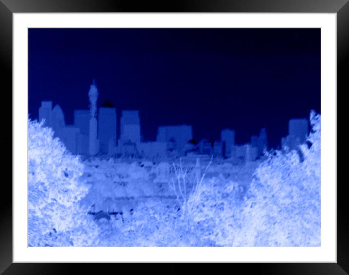 Negativecity blue - London Skyline Framed Mounted Print by Chris Day