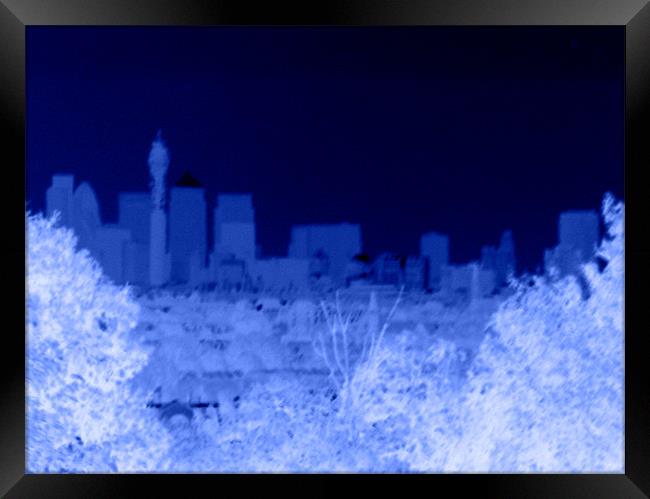 Negativecity blue - London Skyline Framed Print by Chris Day