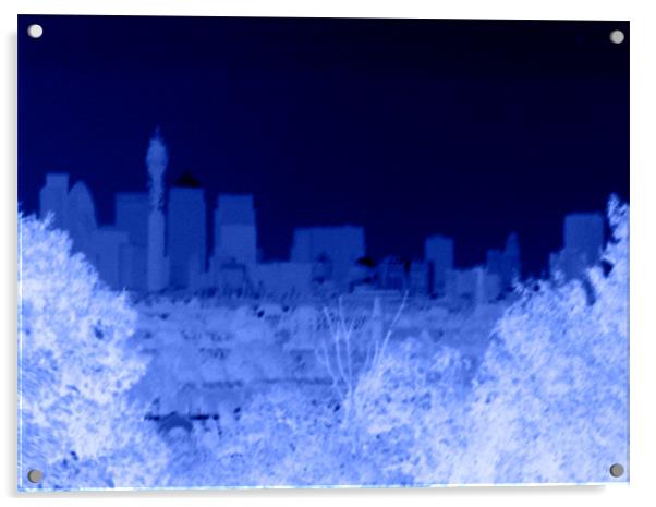 Negativecity blue - London Skyline Acrylic by Chris Day