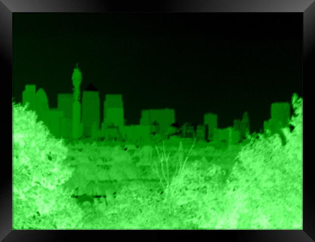 Negativecity Green - London Skyline Framed Print by Chris Day