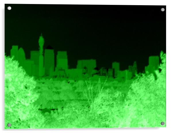 Negativecity Green - London Skyline Acrylic by Chris Day