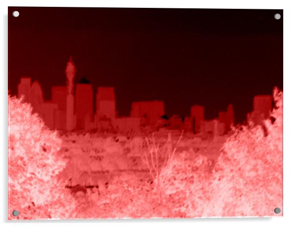 Negativecity Red - London Skyline Acrylic by Chris Day