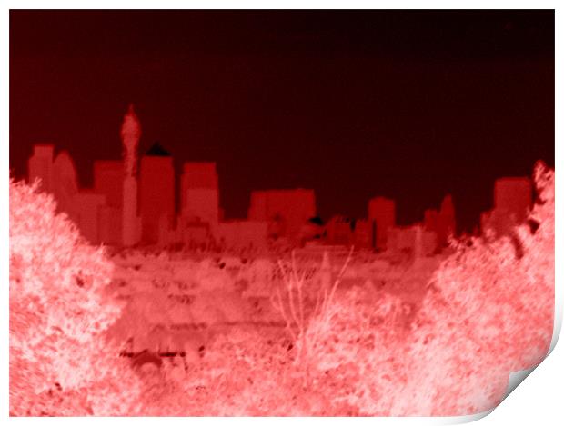 Negativecity Red - London Skyline Print by Chris Day