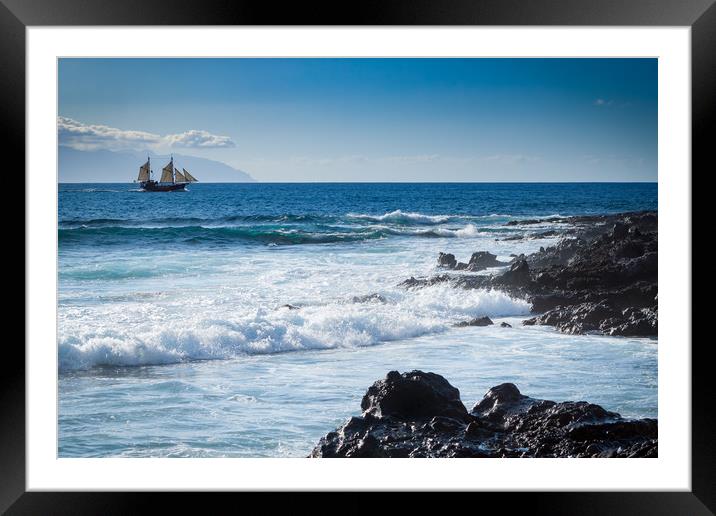 Ship, sea and shore Framed Mounted Print by George Cairns