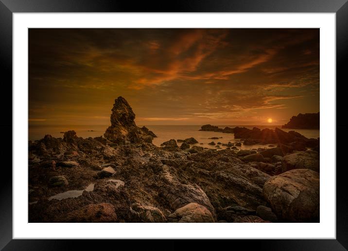 Porth Saint Beach at Sunset. Framed Mounted Print by Natures' Canvas: Wall Art  & Prints by Andy Astbury