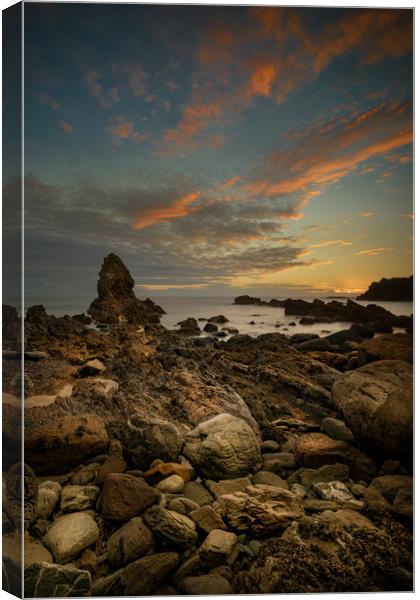 Porth Saint Beach at Dusk. Canvas Print by Natures' Canvas: Wall Art  & Prints by Andy Astbury
