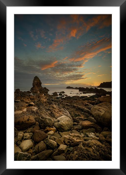 Porth Saint Beach at Dusk. Framed Mounted Print by Natures' Canvas: Wall Art  & Prints by Andy Astbury