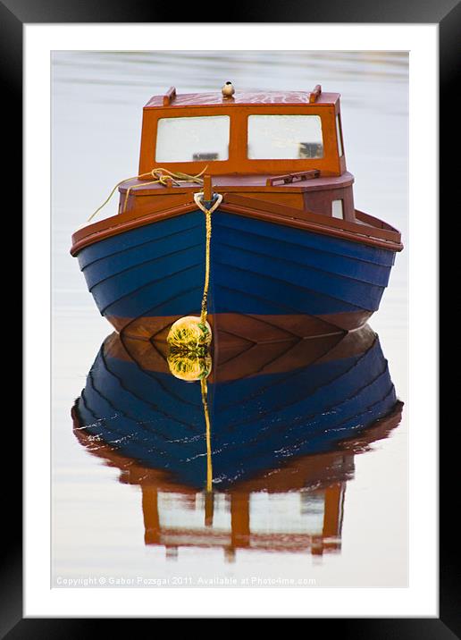 Boat reflection Framed Mounted Print by Gabor Pozsgai