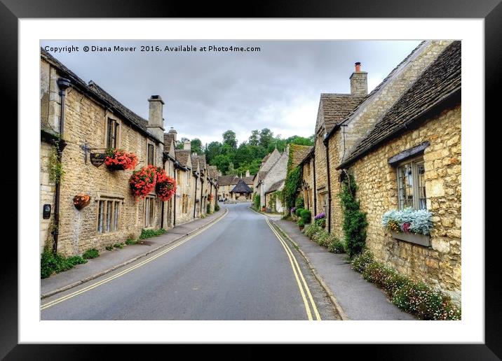 Castle Combe  Framed Mounted Print by Diana Mower