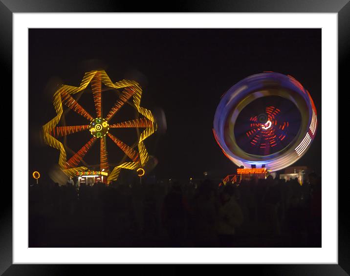 Fair Ground Rides at Night Framed Mounted Print by Brian Roscorla