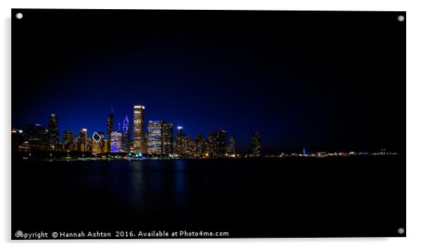 Chicago by Night Acrylic by Hannah Ashton