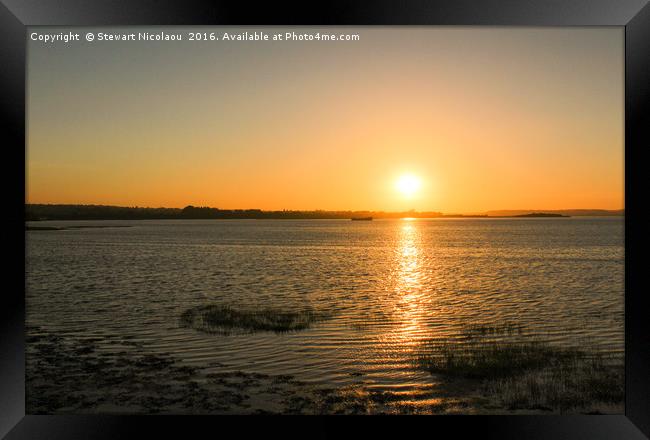 Setting Sun, Down By The Waters Edge Framed Print by Stewart Nicolaou