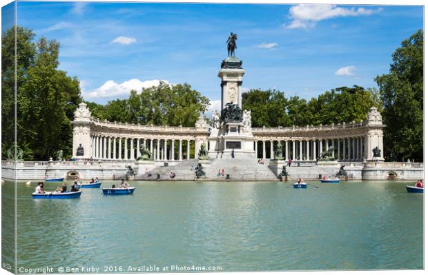 Monument In Retiro Park Madrid Canvas Print by Ben Kirby