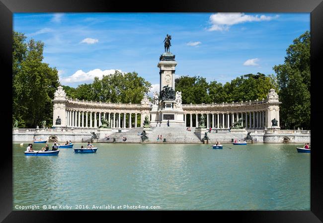 Monument In Retiro Park Madrid Framed Print by Ben Kirby