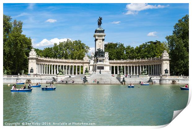 Monument In Retiro Park Madrid Print by Ben Kirby