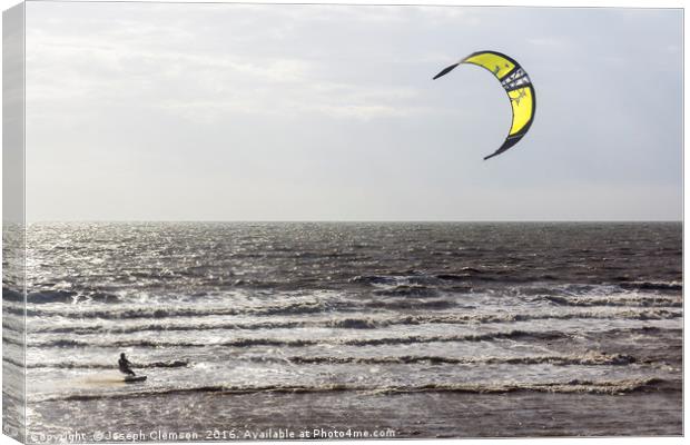 Kiteboarding at Cleveleys Canvas Print by Joseph Clemson