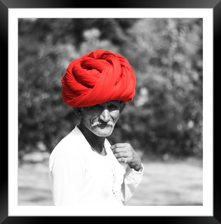 Red Turban Framed Mounted Print by anurag gupta