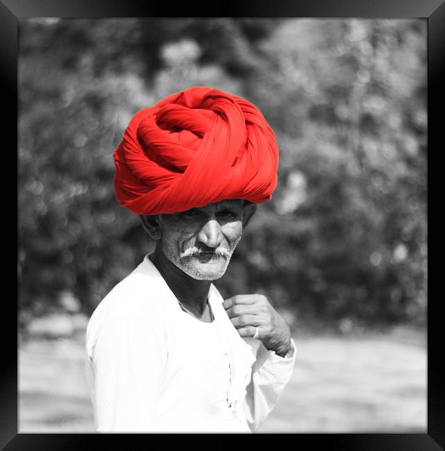 Red Turban Framed Print by anurag gupta