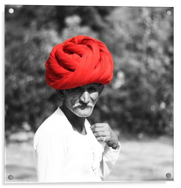 Red Turban Acrylic by anurag gupta