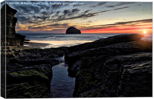 Trebarwith at Sunset Canvas Print by K7 Photography
