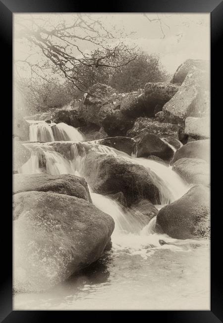 Vintage look waterfall Framed Print by Images of Devon