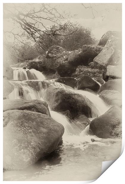 Vintage look waterfall Print by Images of Devon