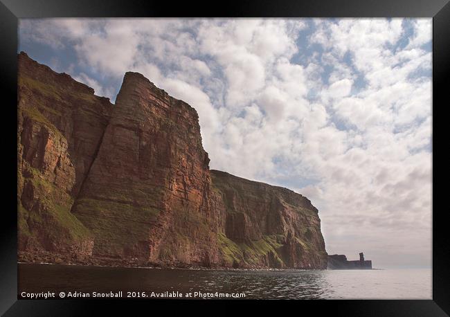 St Johns Head and the Old Man of Hoy Framed Print by Adrian Snowball